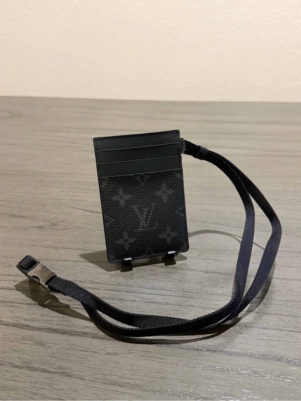 Louis Vuitton Black Monogram Card Holder with Lanyard